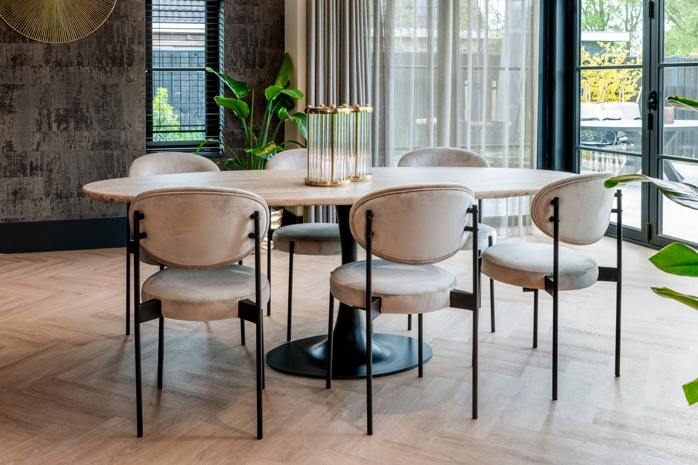 Masă dining Hampton, negru, oval, 230 cm – ambient