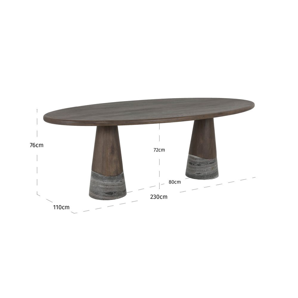 Masă dining Harper, antracit fumuriu – desen tehnic cu dimensiuni