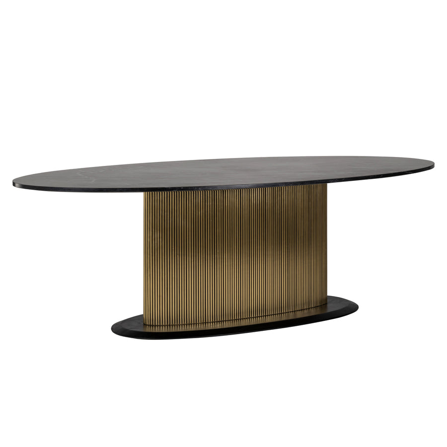 Masă dining Ironville, auriu, oval, 235 cm