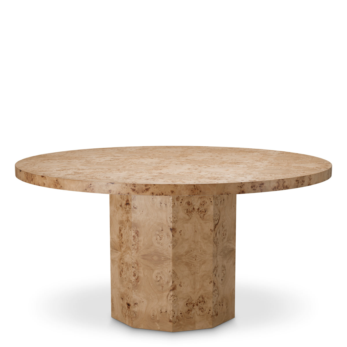 Masă dining Kingsgrove, furnir de mappa burl maro deschis
