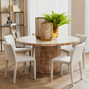 Masă dining Kingsgrove, furnir de mappa burl maro deschis