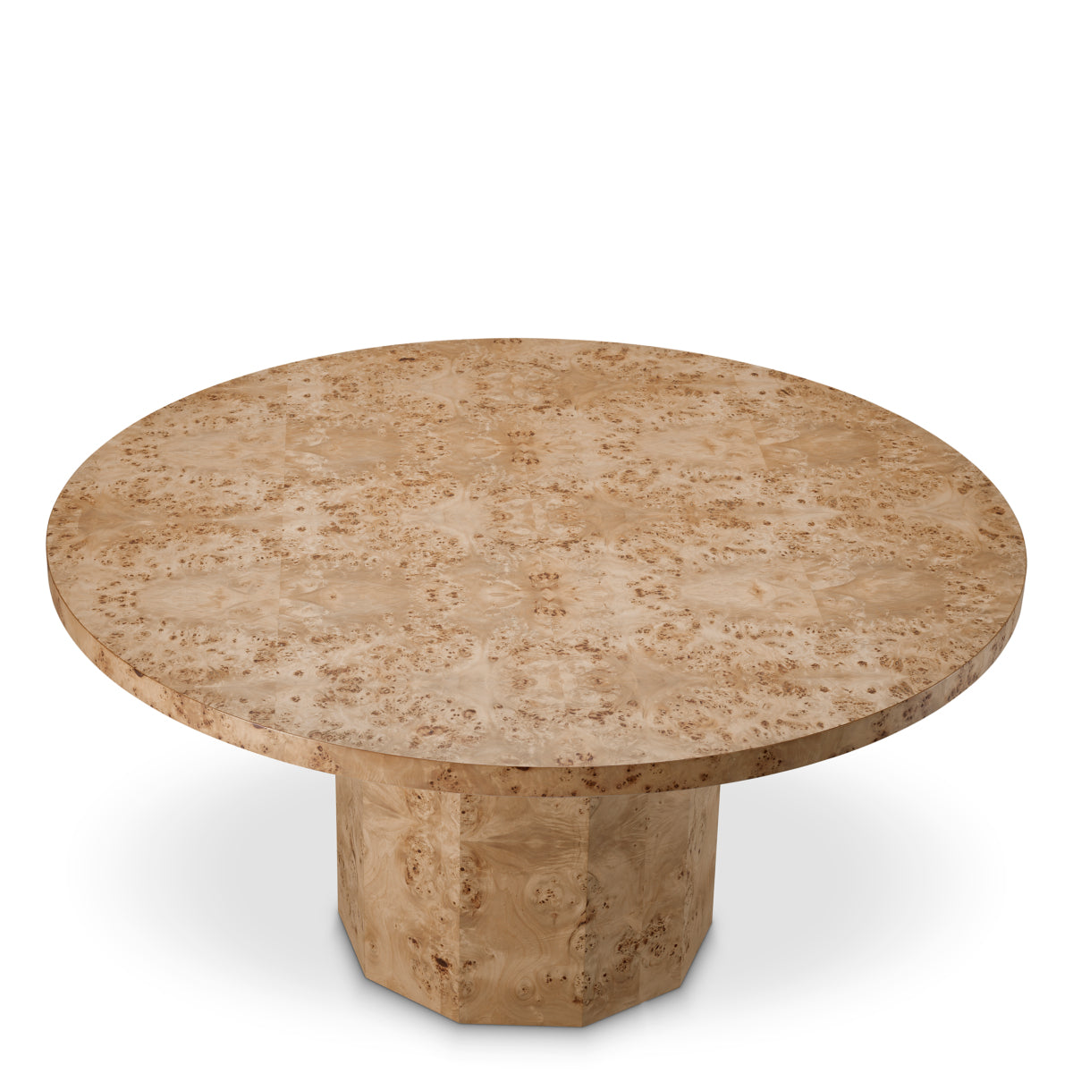 Masă dining Kingsgrove, furnir de mappa burl maro deschis