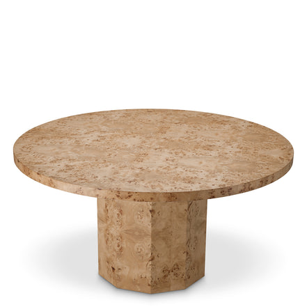 Masă dining Kingsgrove, furnir de mappa burl maro deschis