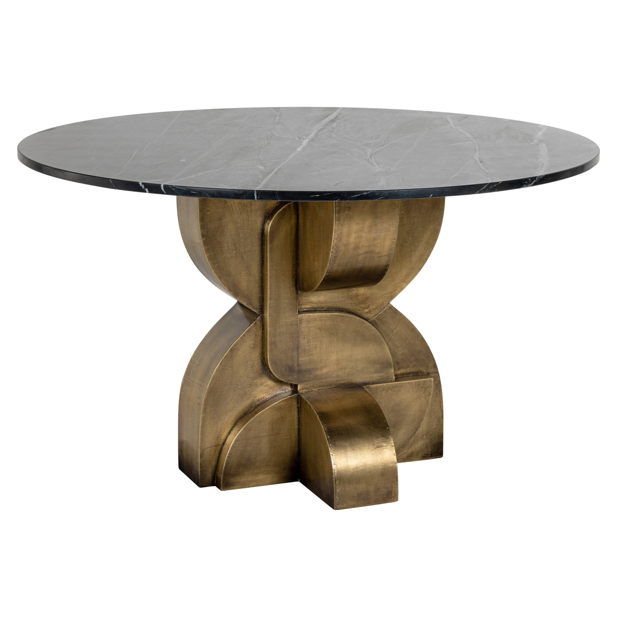Masă dining Maddox, negru/auriu, Ø 130 cm