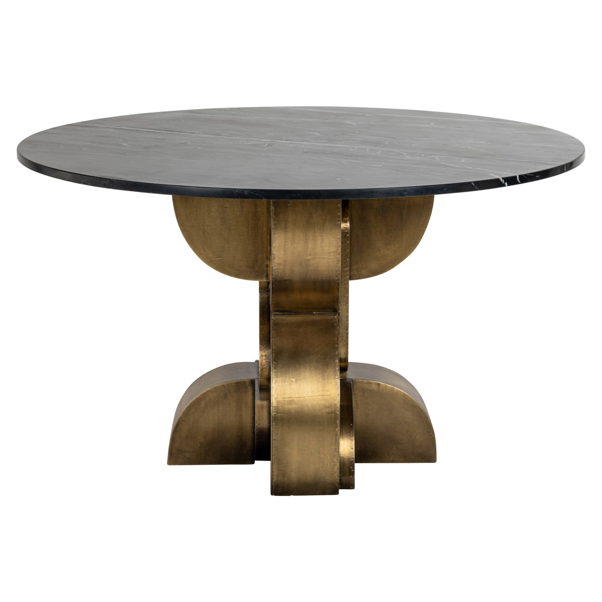 Masă dining Maddox, negru/auriu, Ø 130 cm