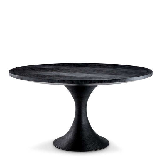Masă dining Melchior rotundă, furnir de stejar cărbune