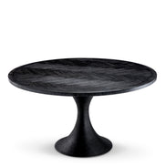 Masă dining Melchior rotundă, furnir de stejar cărbune