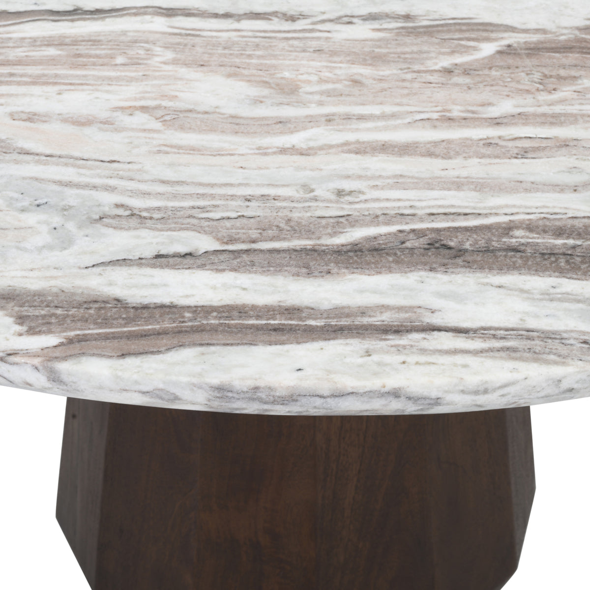 Masă dining Oberoy, Blush bej, Ø 130 cm