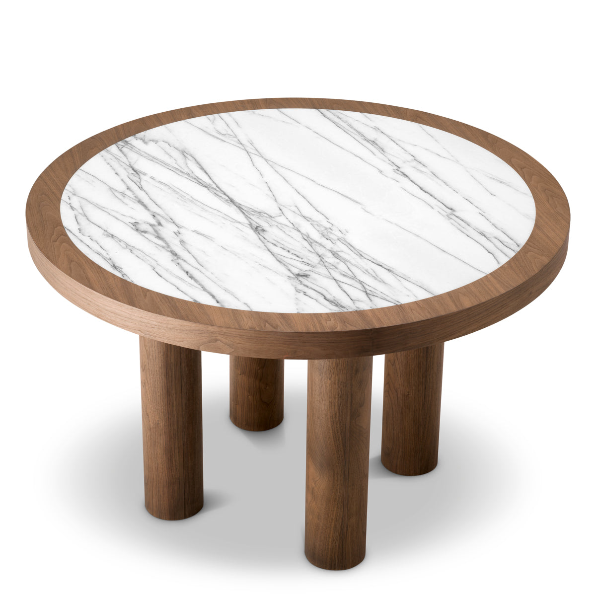 Masă dining Presedio, furnir de nuc, marmură Bianco Lilac