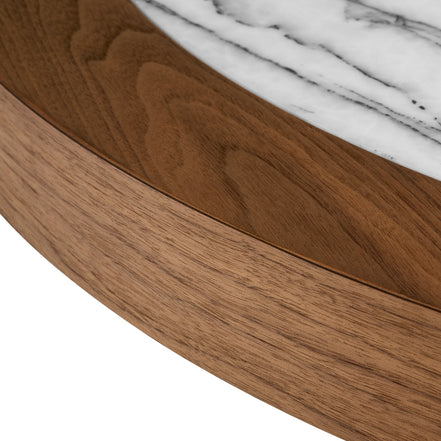 Masă dining Presedio, furnir de nuc, marmură Bianco Lilac