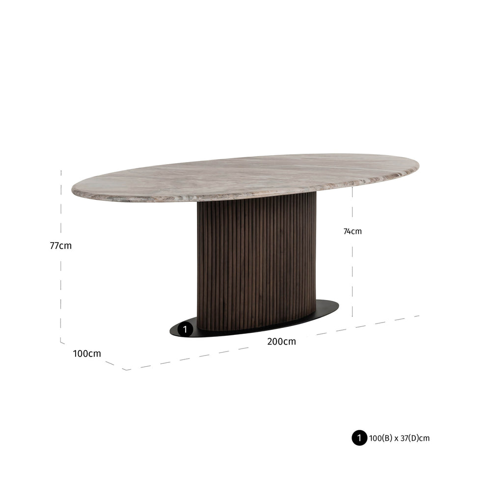 Masă dining Rashford, blush bej, oval, 200 cm