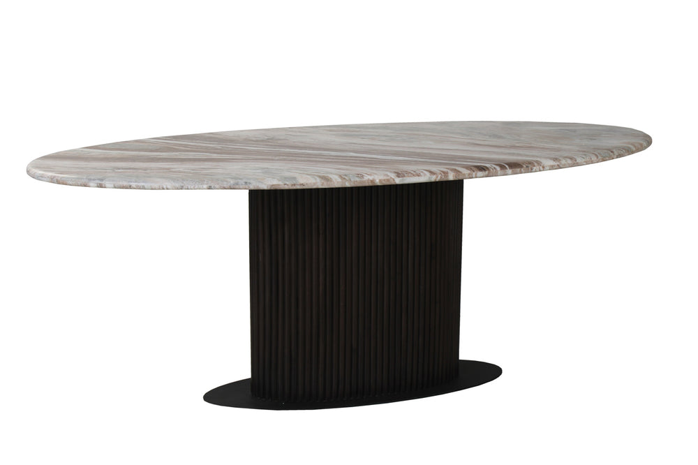 Masă dining Rashford, blush bej, oval, 200 cm