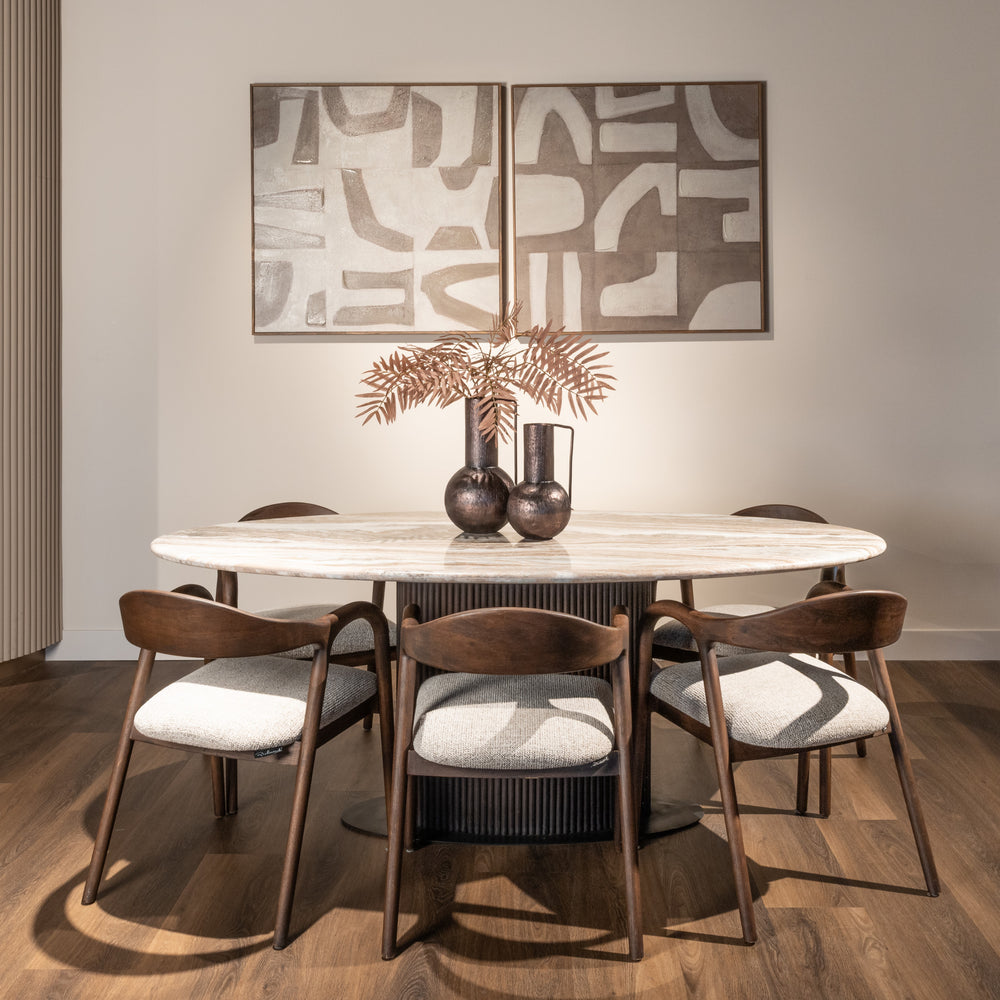 Masă dining Rashford, blush bej, oval, 200 cm – ambient