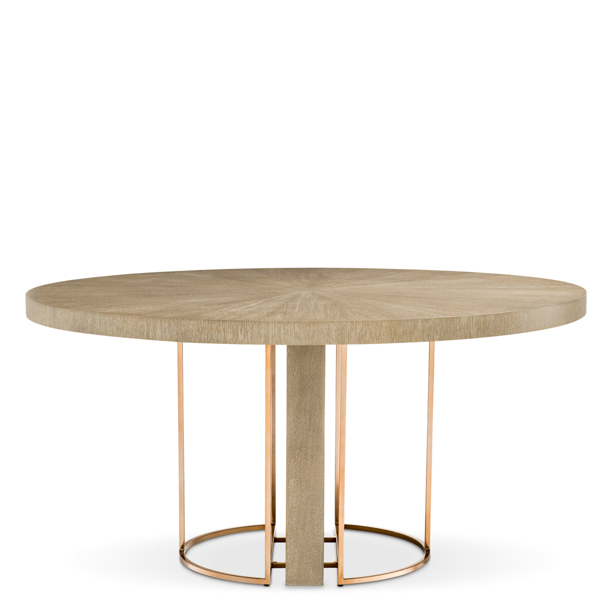 Masă dining Remington ø 152 cm, furnir de stejar spălat