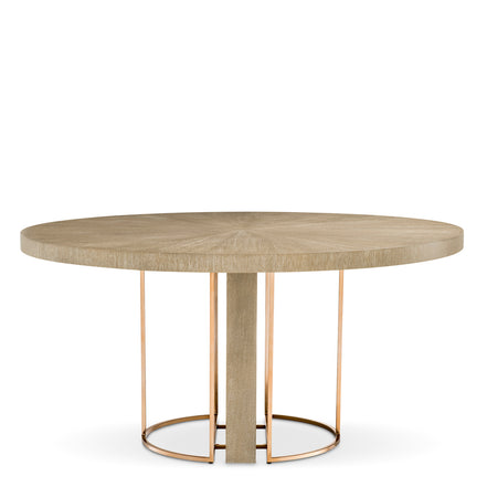 Masă dining Remington ø 152 cm, furnir de stejar spălat