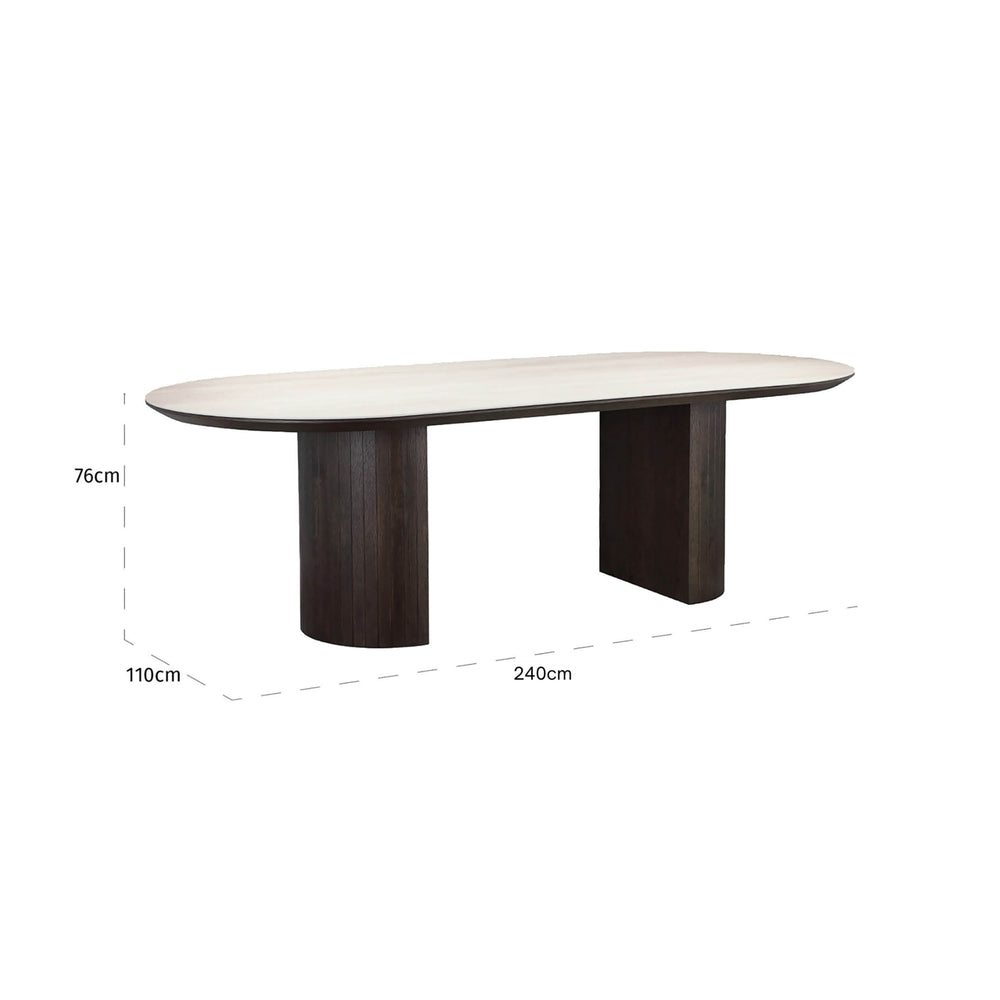 Masă dining Ritz, maro, 240 cm – desen tehnic cu dimensiuni