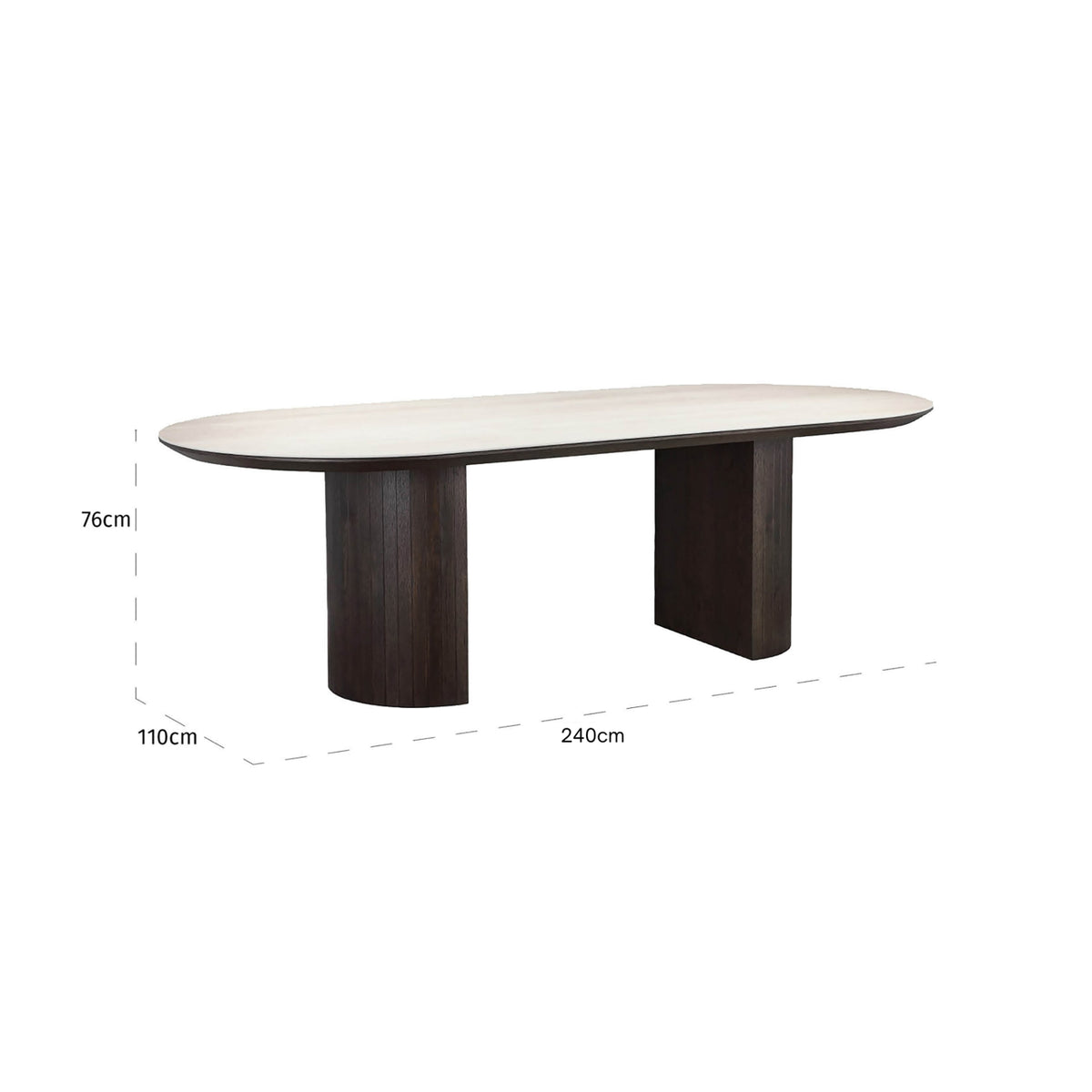 Masă dining Ritz, maro, 240 cm – desen tehnic cu dimensiuni