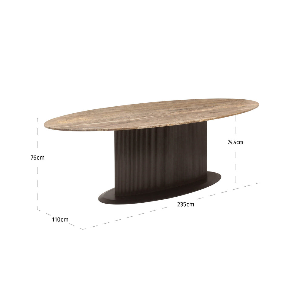 Masă dining Russo, ash brown, oval, 235 cm – desen tehnic cu dimensiuni