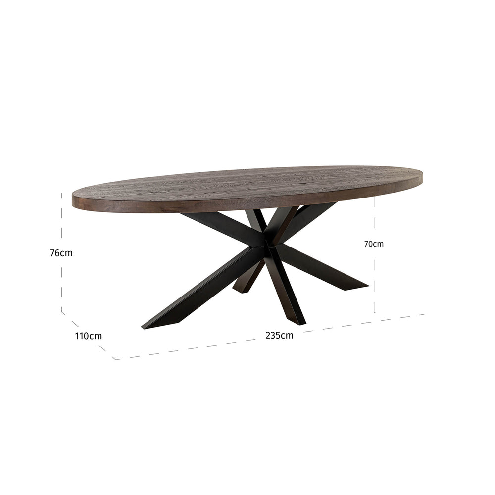 Masă dining Watson, maro închis/negru, 235 cm