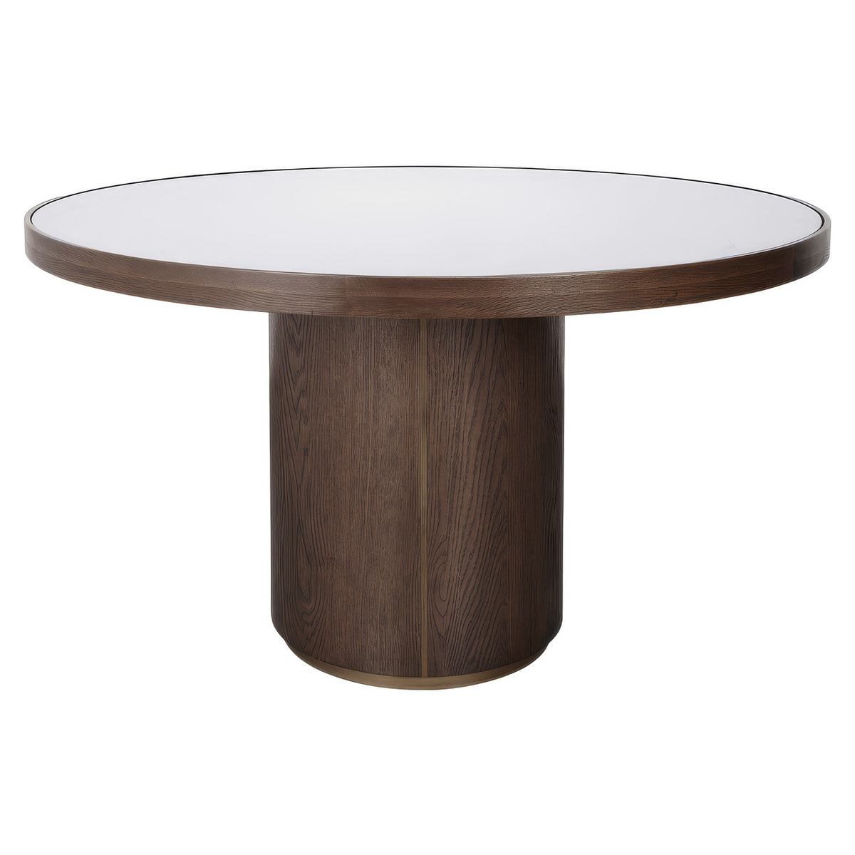 Masă dining Willox, bej, Ø 130 cm, cu sticlă