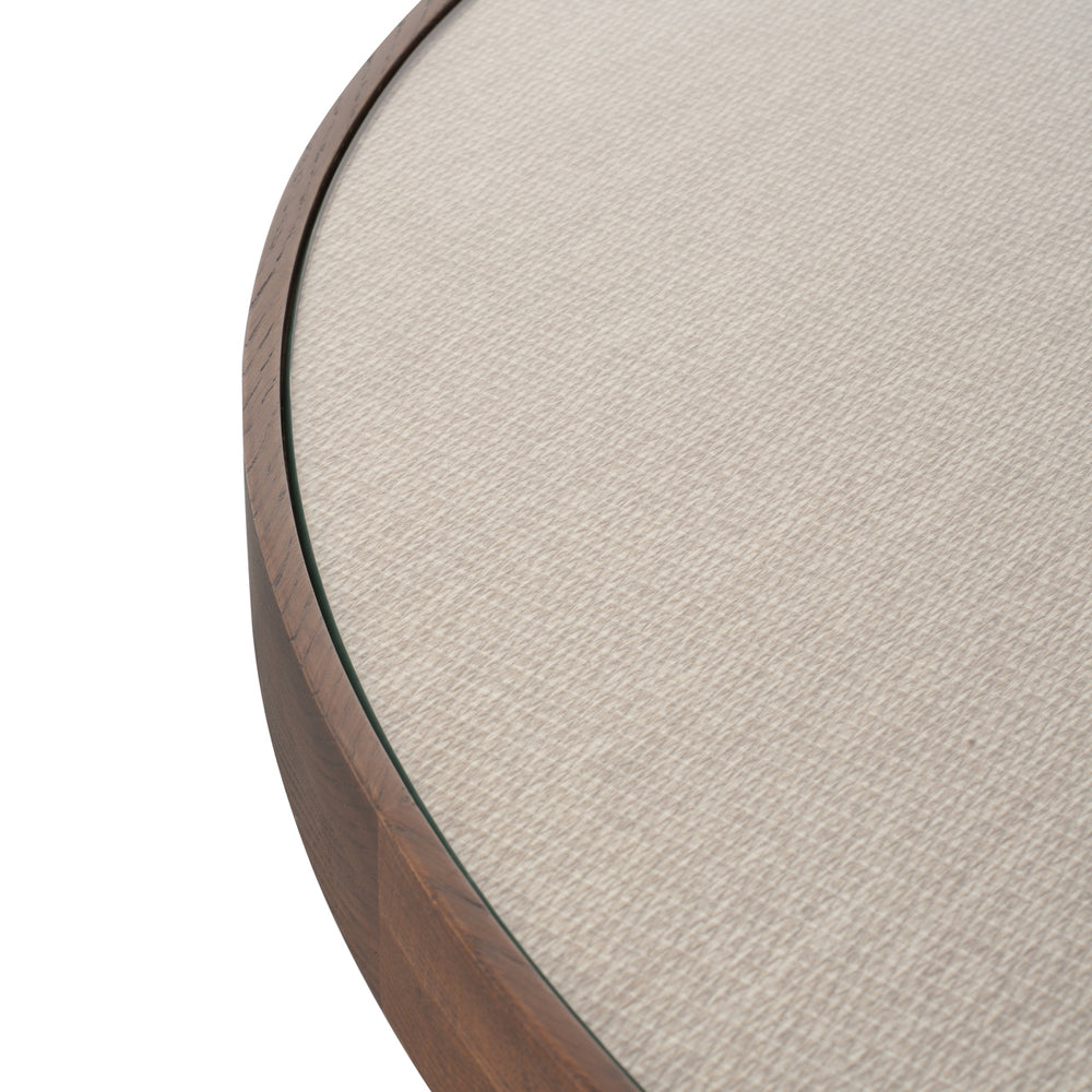 Masă dining Willox, bej, Ø 130 cm, cu sticlă