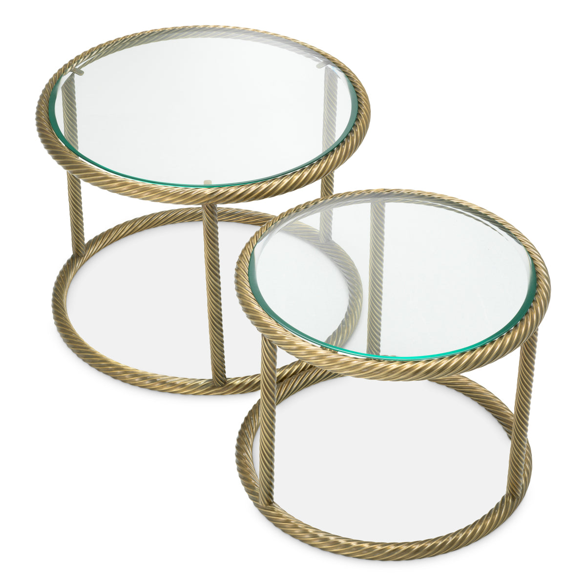 Măsuță auxiliară Addison, finisaj alamă vintage, set de 2