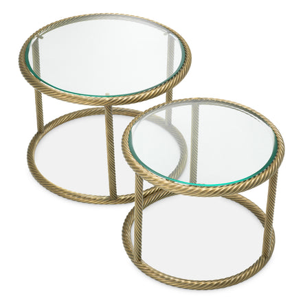 Măsuță auxiliară Addison, finisaj alamă vintage, set de 2