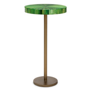 Măsuță auxiliară Albany, finisaj alamă antichizată, marqueterie paie verde