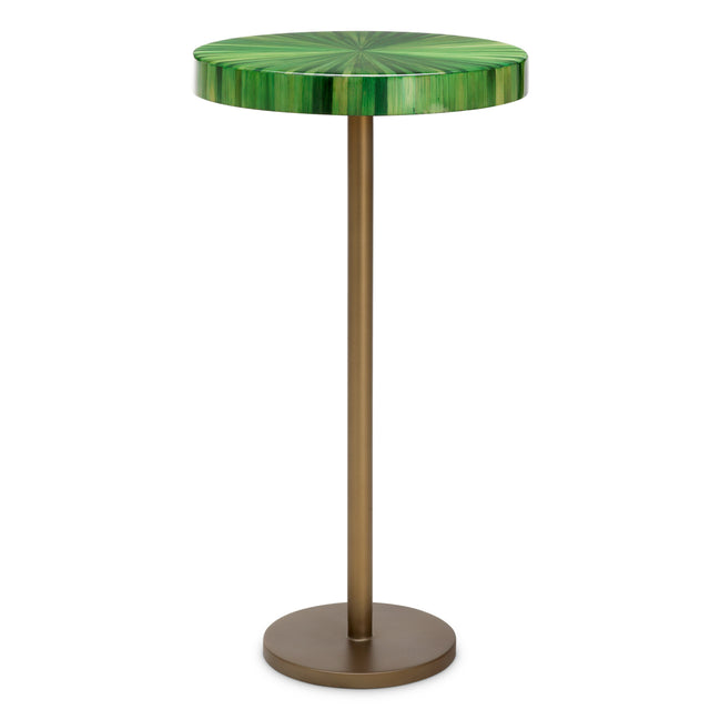 Măsuță auxiliară Albany, finisaj alamă antichizată, marqueterie paie verde