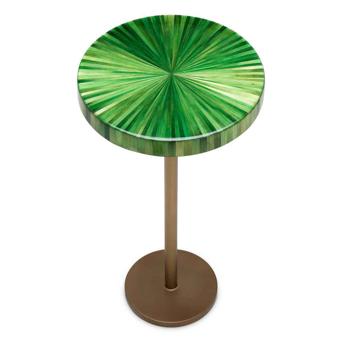 Măsuță auxiliară Albany, finisaj alamă antichizată, marqueterie paie verde