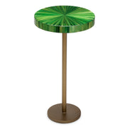 Măsuță auxiliară Albany, finisaj alamă antichizată, marqueterie paie verde