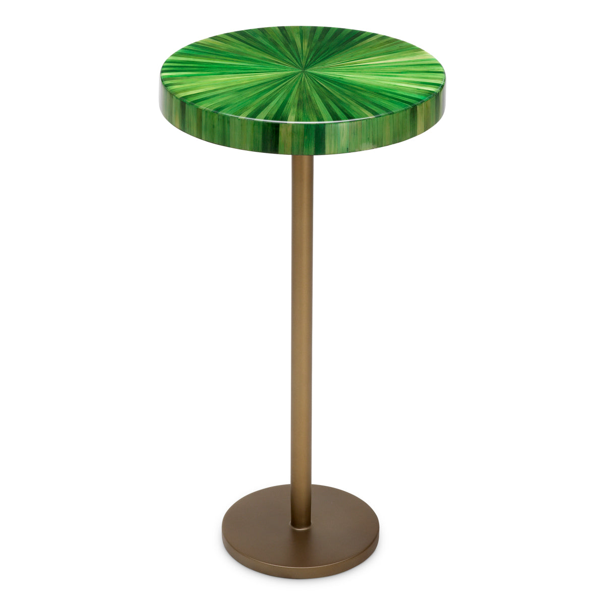 Măsuță auxiliară Albany, finisaj alamă antichizată, marqueterie paie verde