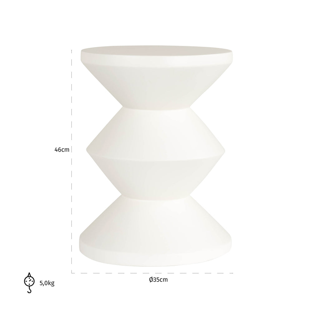 Măsuță auxiliară Bloomstone, alb, Ø 35 cm – desen tehnic cu dimensiuni