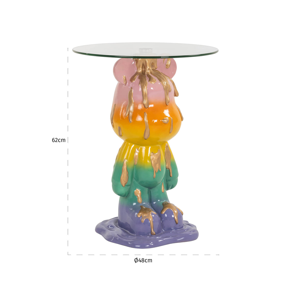 Măsuță auxiliară Ebba, multicolor – desen tehnic cu dimensiuni