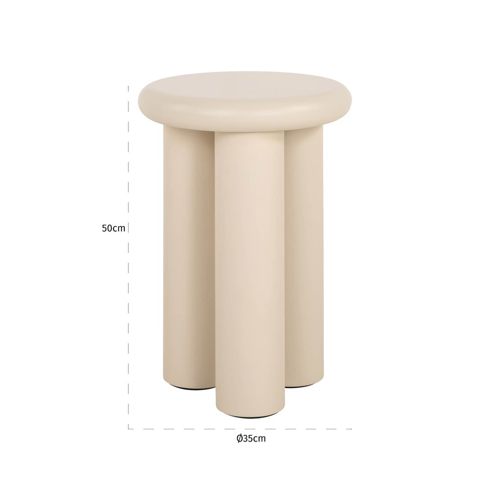 Măsuță auxiliară Elbaz, bej, Ø 35 cm – desen tehnic cu dimensiuni