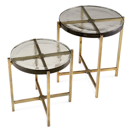 Măsuță auxiliară Haymann, finisaj alamă vintage, set de 2