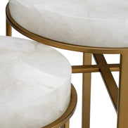 Măsuță auxiliară Hoxton, finisaj alamă vintage, cristal de rocă, set de 2