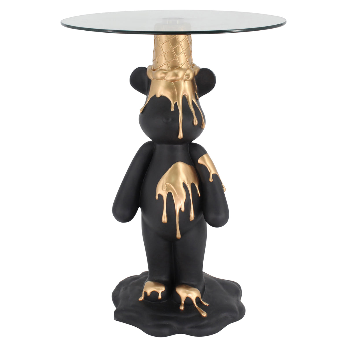 Măsuță auxiliară Ice bear, negru/auriu