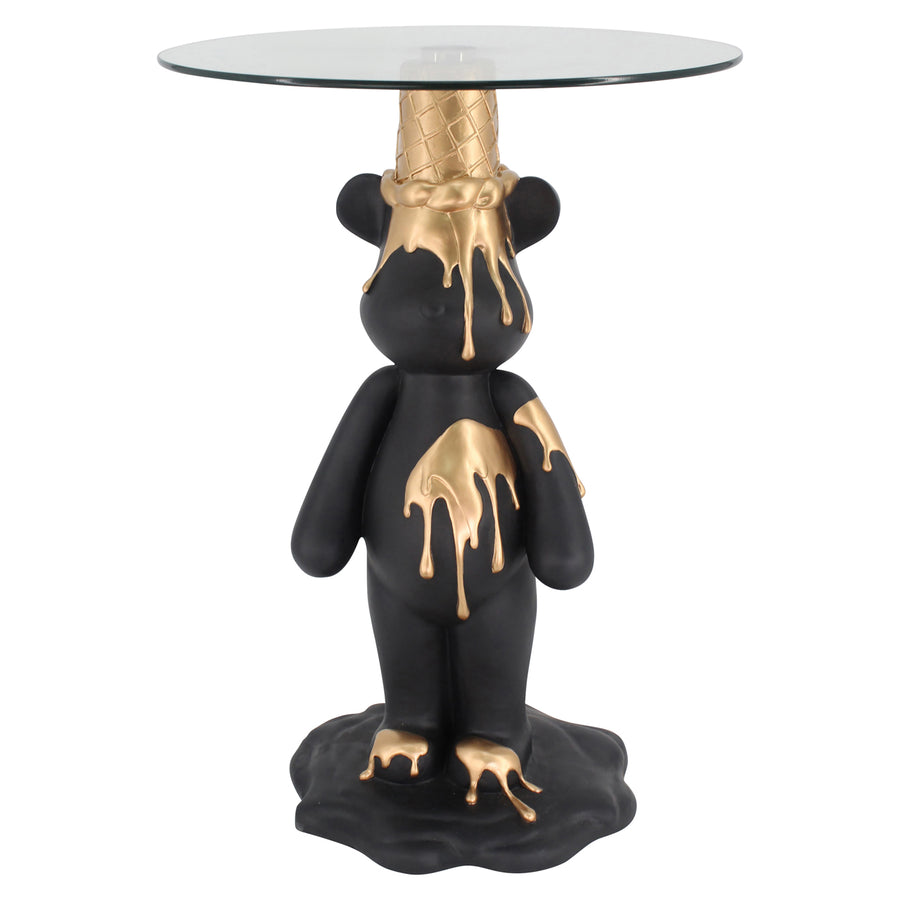 Măsuță auxiliară Ice bear, negru/auriu