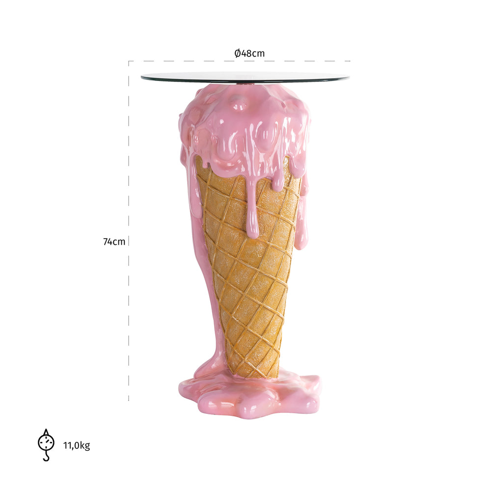 Măsuță auxiliară Ice, roz – desen tehnic cu dimensiuni