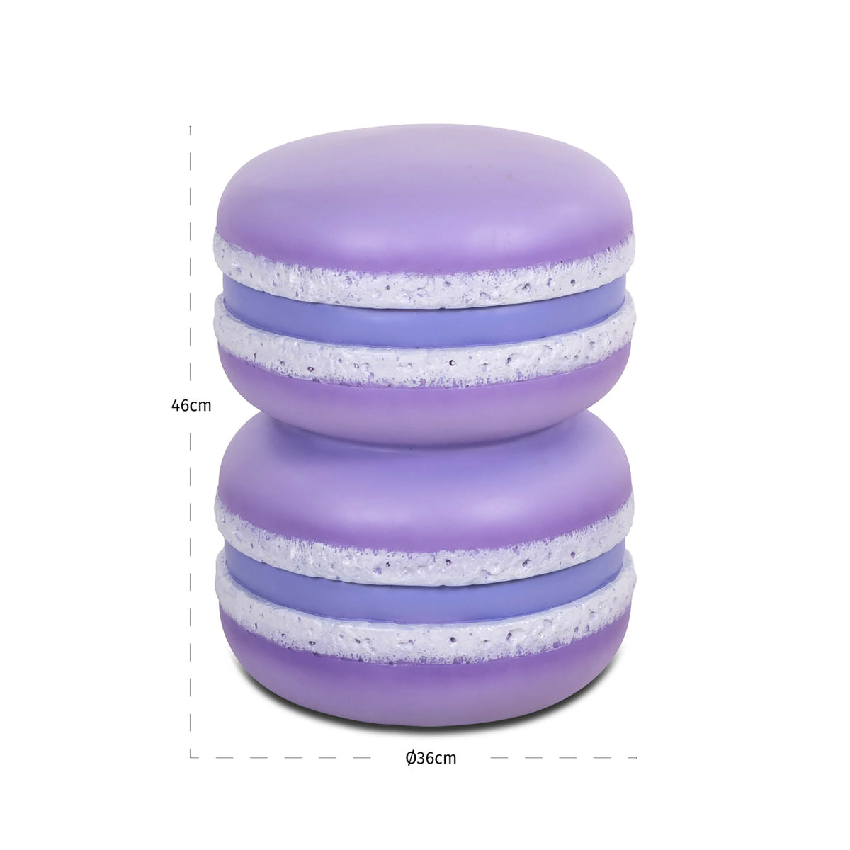 Măsuță auxiliară Macarons, mov – desen tehnic cu dimensiuni