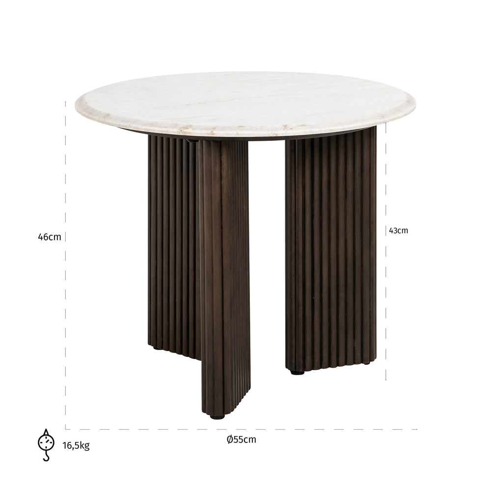 Măsuță auxiliară Mayfield, maro, Ø 55 cm – desen tehnic cu dimensiuni