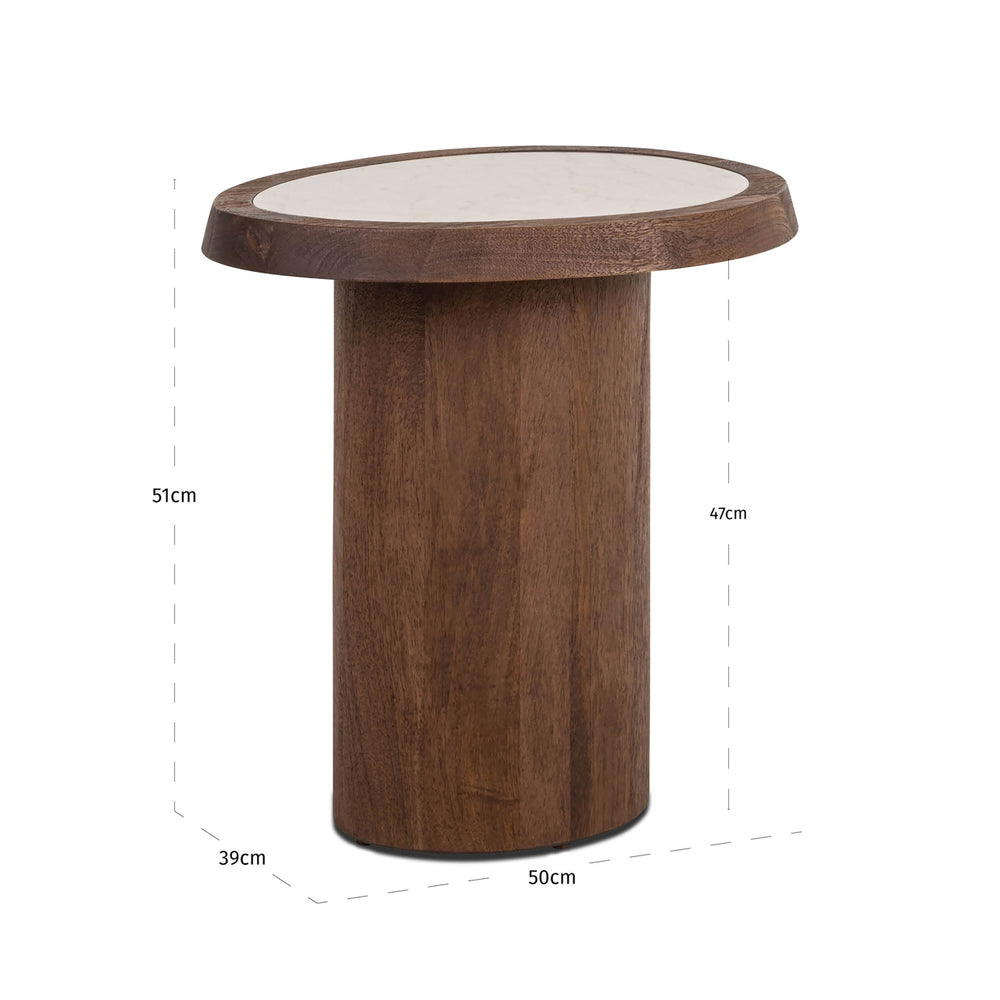 Măsuță auxiliară Melrose, spicebrown – desen tehnic cu dimensiuni