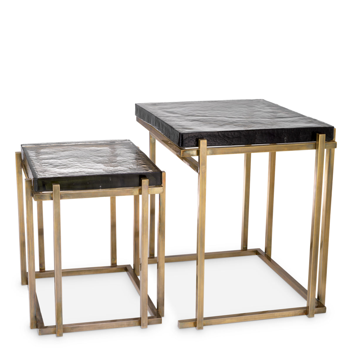 Măsuță auxiliară Niemeyer, finisaj alamă vintage, set de 2