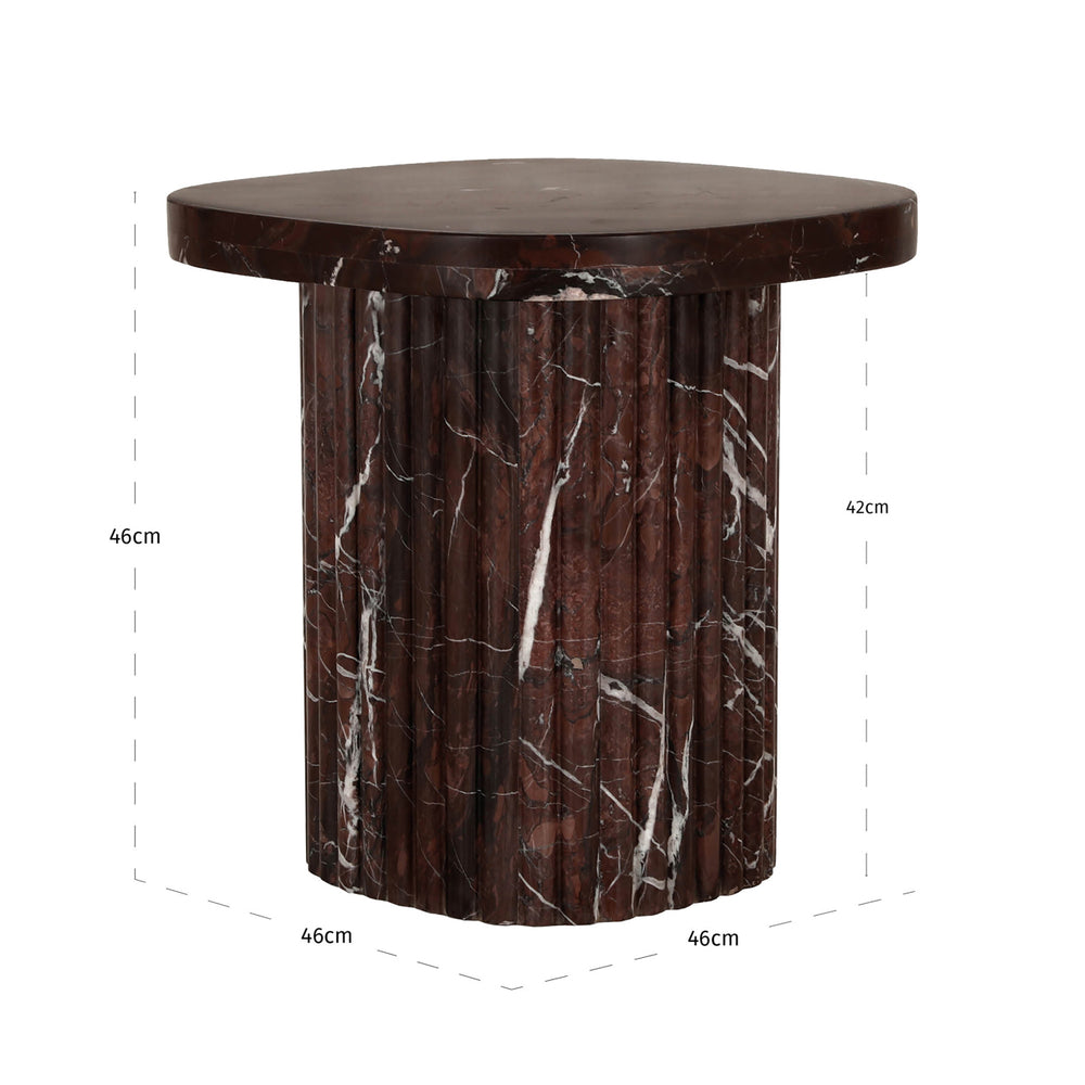 Măsuță auxiliară Orchid, burgund – desen tehnic cu dimensiuni