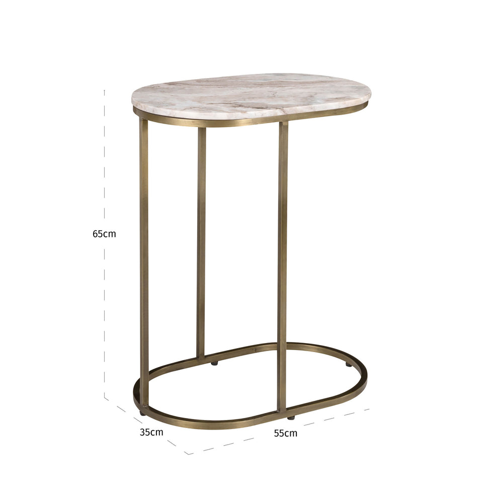 Măsuță auxiliară pentru canapea Bottega Blush, bej – desen tehnic cu dimensiuni