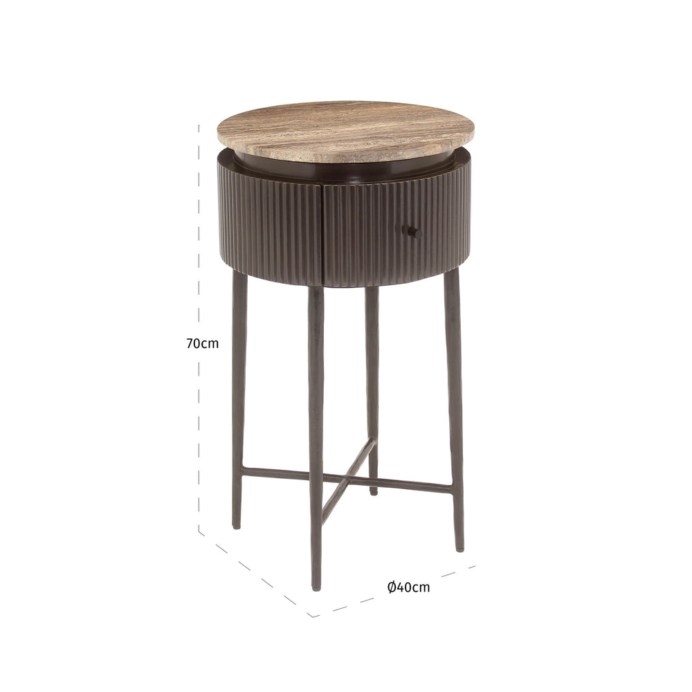 Măsuță auxiliară Russo, ash brown, L. 40 x l. 40 x Î. 70 cm – desen tehnic cu dimensiuni
