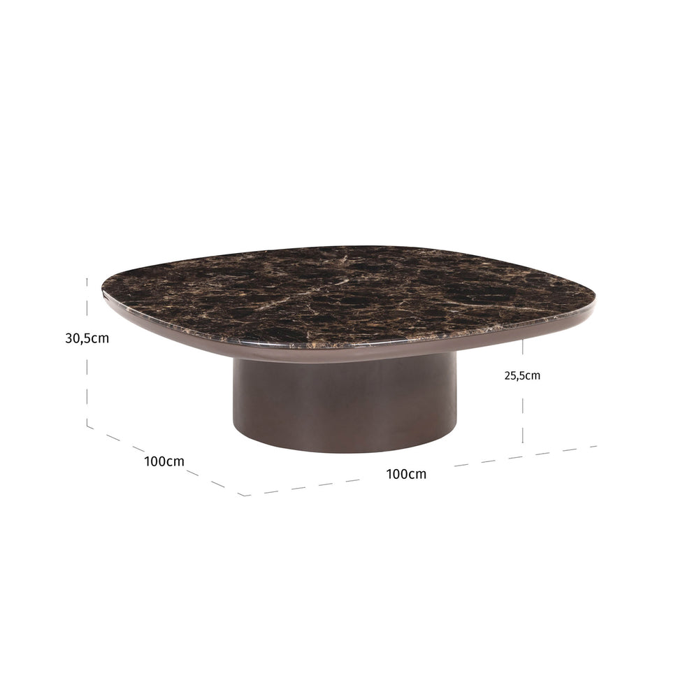 Măsuță de cafea Almundi, chocolat brown – desen tehnic cu dimensiuni