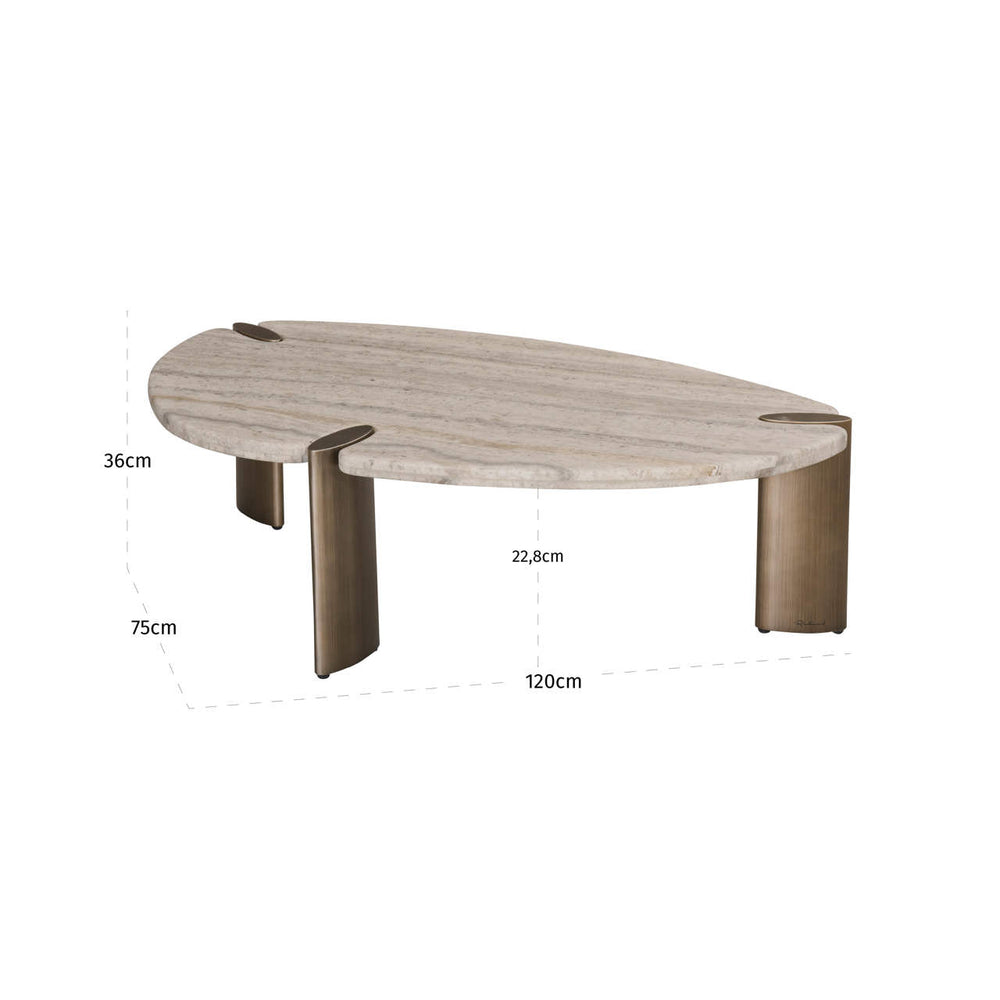 Măsuță de cafea Arcadia, gri – desen tehnic cu dimensiuni