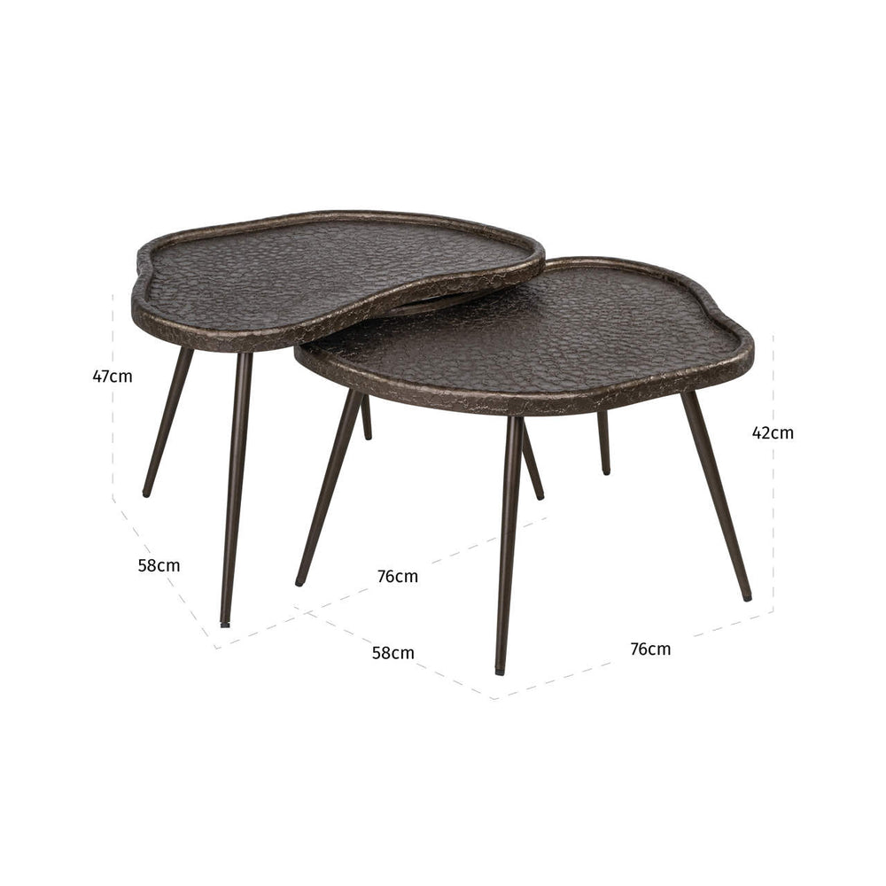 Măsuță de cafea Bean, Brunzae (set de 2) – desen tehnic cu dimensiuni